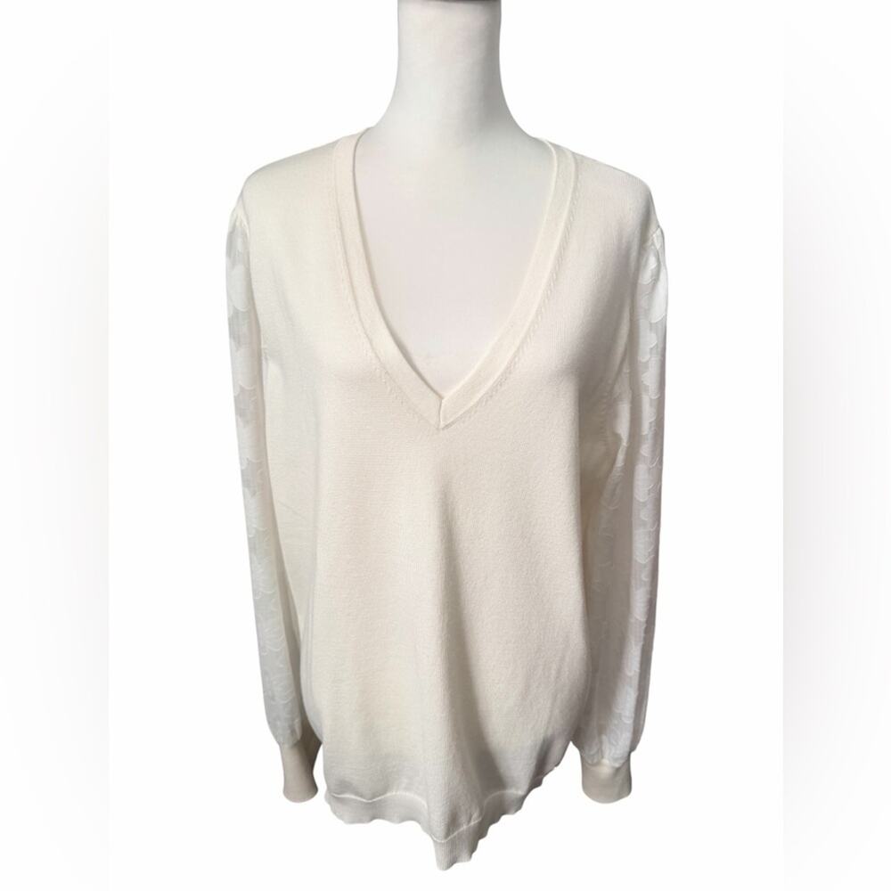 Tommy Hilfiger Cream V-Neck Sweater XL